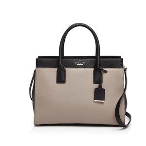 Kate Spade Cameron Two Toned Satchel Beige and Black leather EEUC